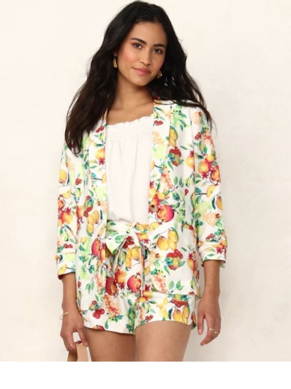Lauren Conrad Fruit Ruched Sleeve Blazer Jacket (Size M) &‎ Shorts (Size XL)